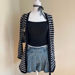 Vintage Y2K Arden B emo Lolita scenecore babydoll striped cardigan black gray XS
